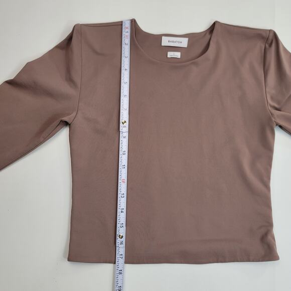Aritzia Babaton Contour Crew Long Sleeve Cropped Top Size Large Mocha Brown Soft - Picture 5 of 5